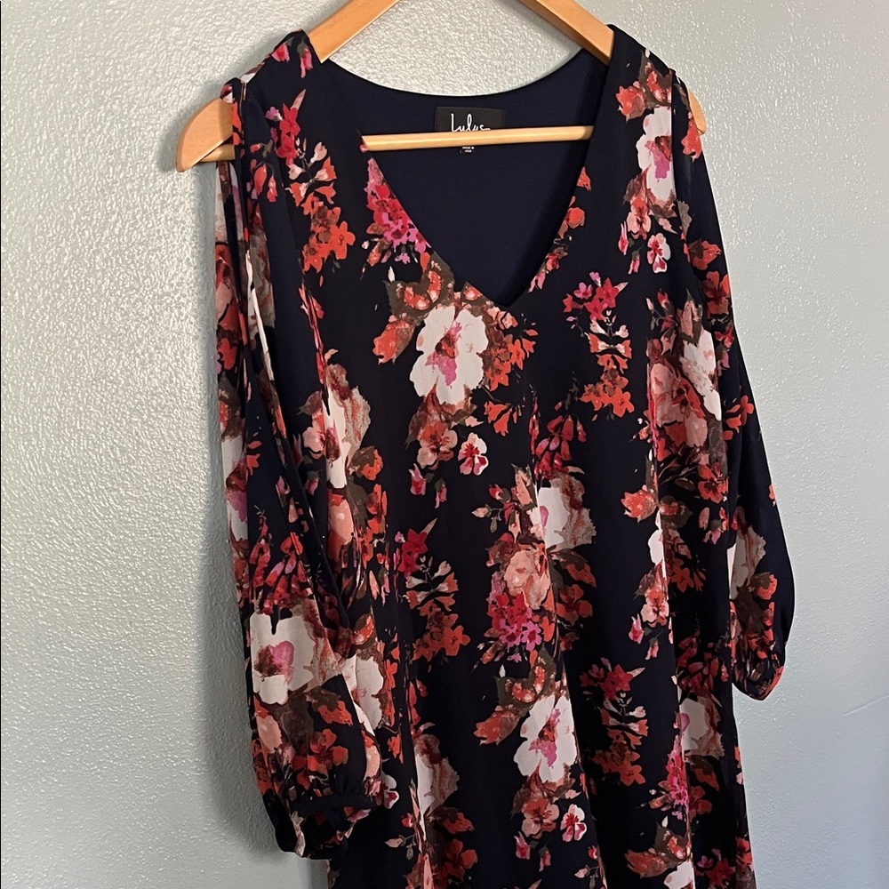 Lulu's Navy Blue Floral Dress - Picture 3 of 11